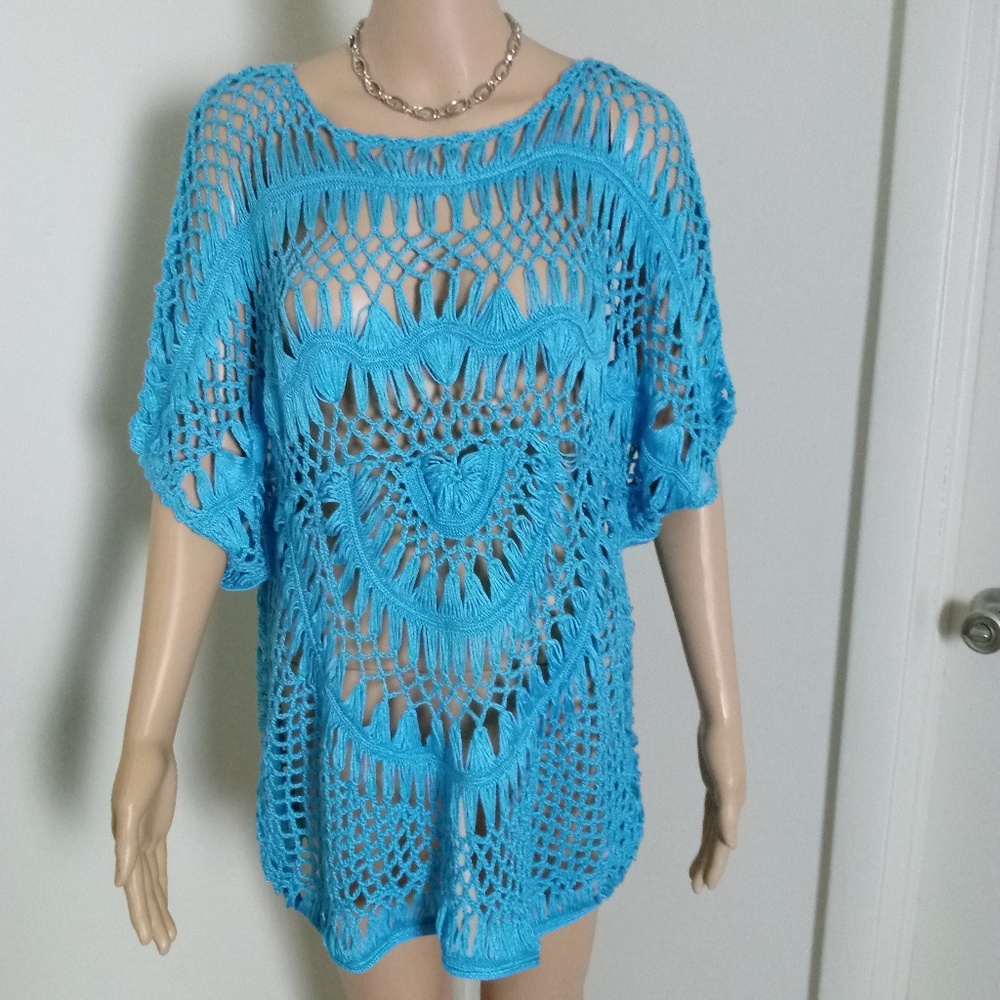 Ladies Denim 24/7 Crochet Sweater/Tunic Size Large
